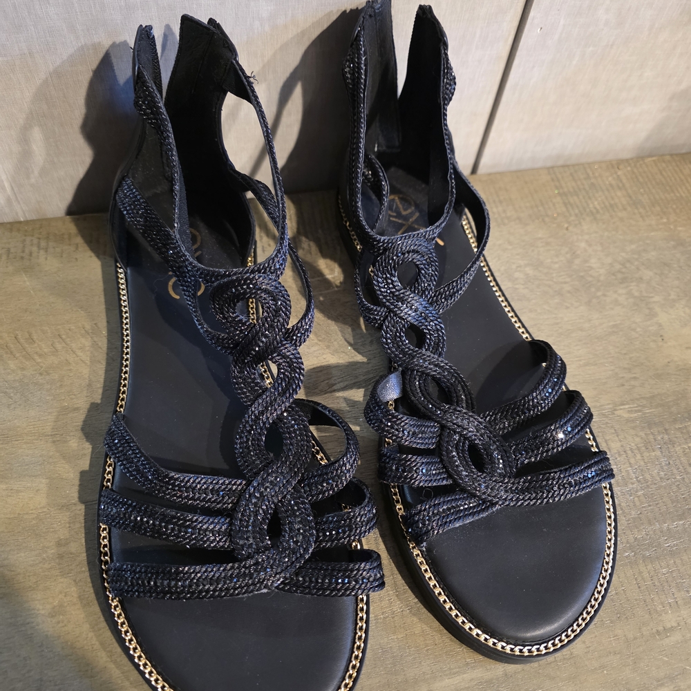 Chic Black Braided Sandals